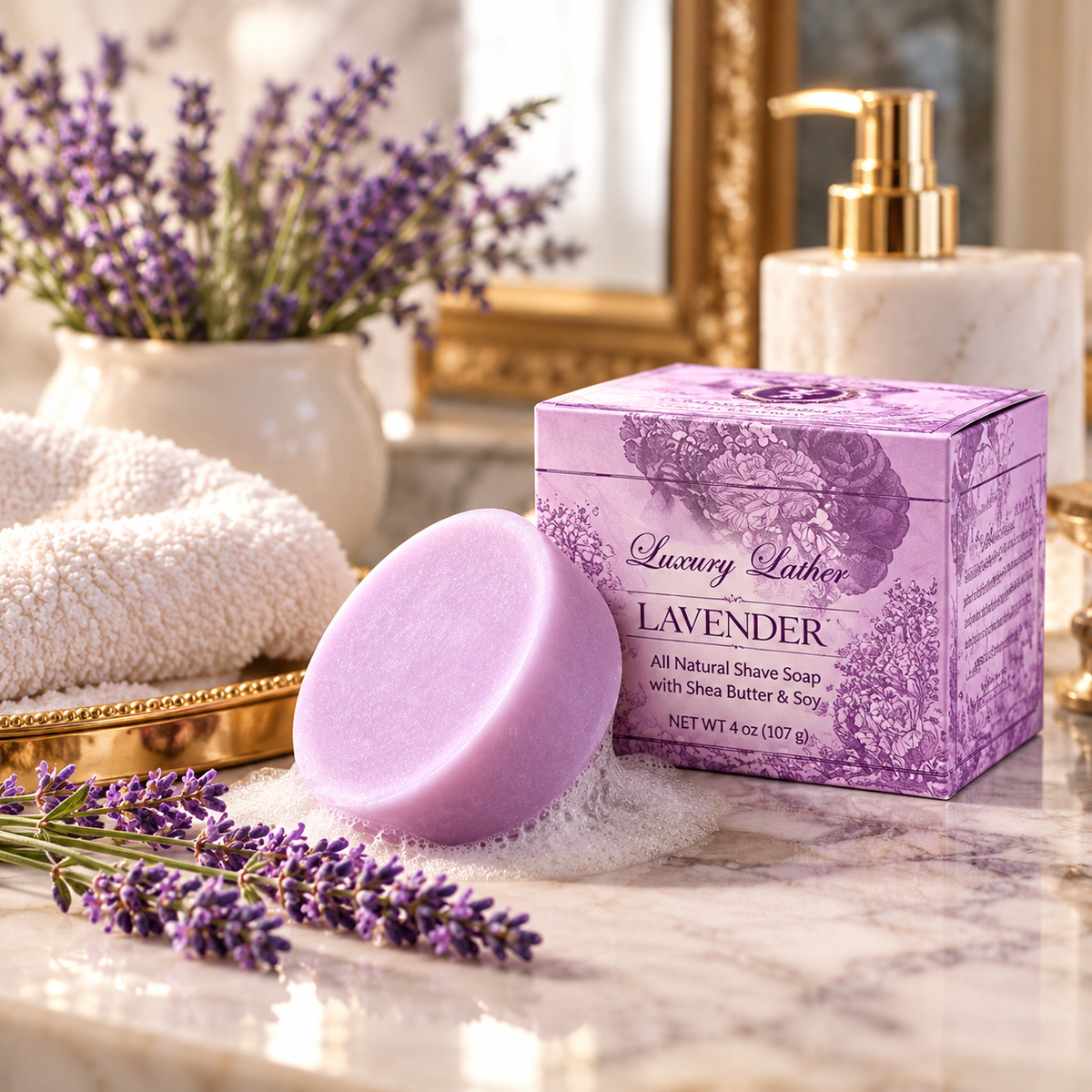 Lady Cavendish Lavender Luxury Shaving Soap – 4 oz