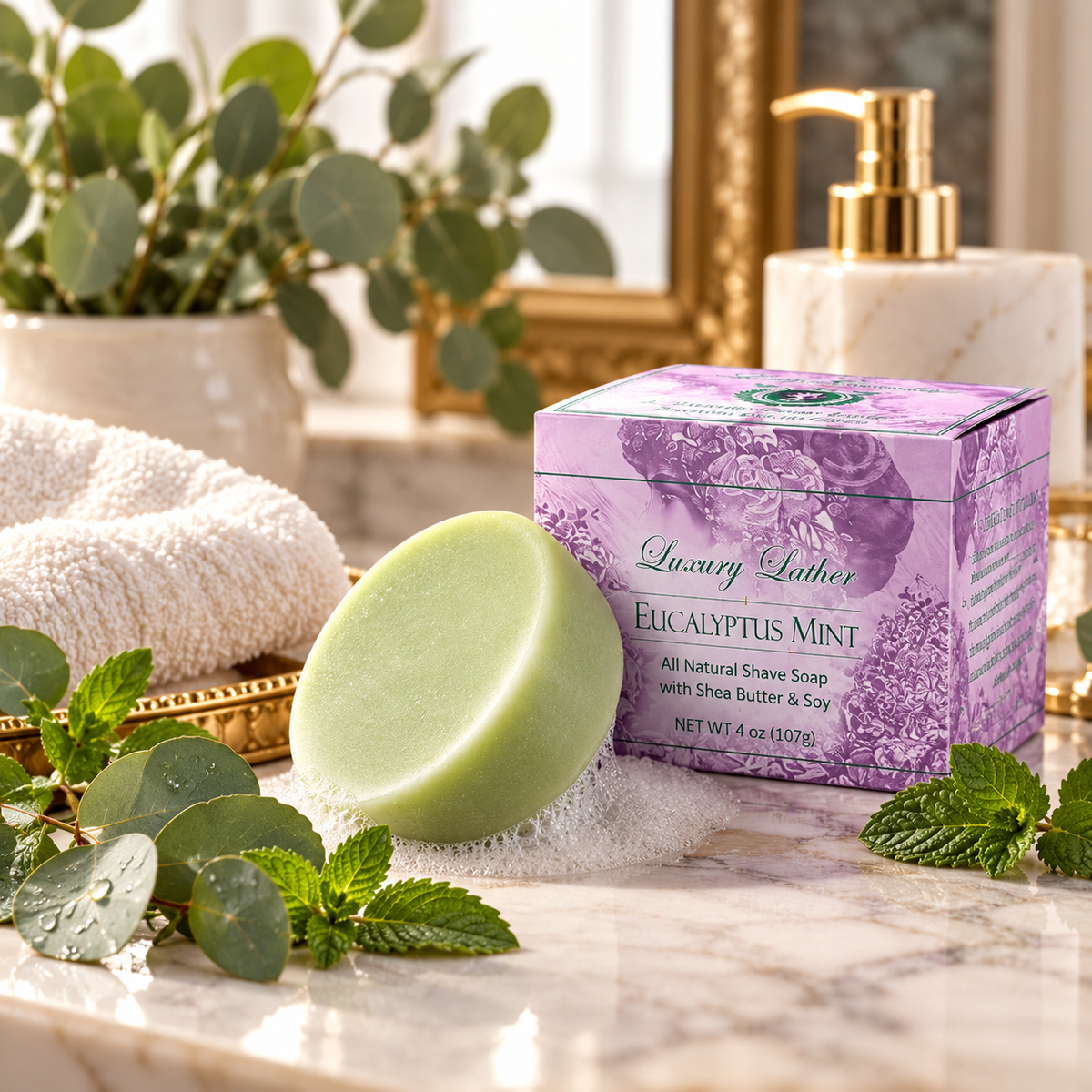Lady Cavendish Eucalyptus & Mint Luxury Shaving Soap – 4 oz